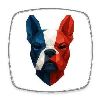 Französische Bulldogge Blau Weiß Rot - Viereckiger Kühlschrankmagnet - Weiß - Vorne