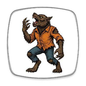 Gruseliger Werwolf - Halloween - Viereckiger Kühlschrankmagnet - Weiß - Vorne