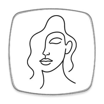 Woman Face One Line Art – Minimalist Motif - Square fridge magnet - white - Front