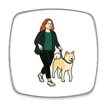 Margarita with Akita - Square fridge magnet - white - Front