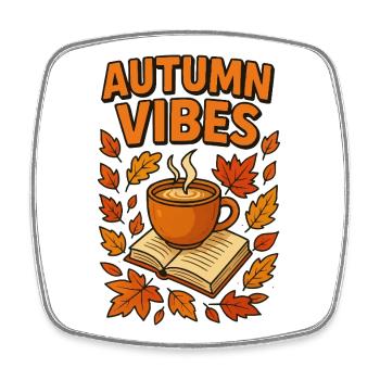 Herbstvibes Kaffee und Buch - Viereckiger Kühlschrankmagnet - Weiß - Vorne