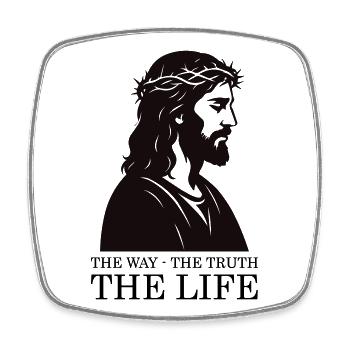 Jesus Silhouette mit Dornenkrone - Viereckiger Kühlschrankmagnet - Weiß - Vorne