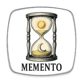 Memento Hourglass Sun and Moon - Square fridge magnet - white - Front
