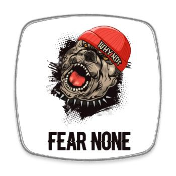 Fear None Bulldog - Square fridge magnet - white - Front