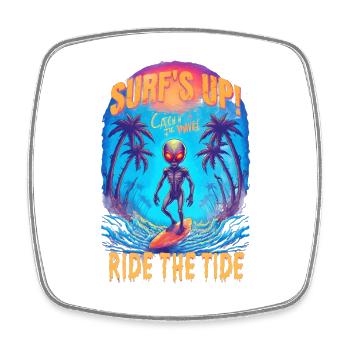 Alien Surfer - Square fridge magnet - white - Front