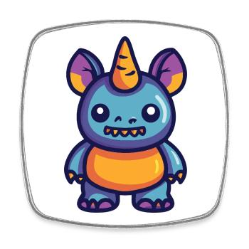 Nashorn Halloween Zombie - Viereckiger Kühlschrankmagnet - Weiß - Vorne