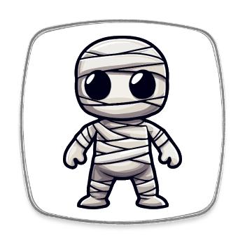 Mummy Halloween Cute Comic - Square fridge magnet - white - Front