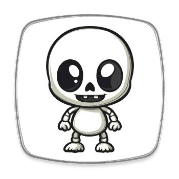 Zombie Halloween Skeleton Comic - Square fridge magnet - white - Front