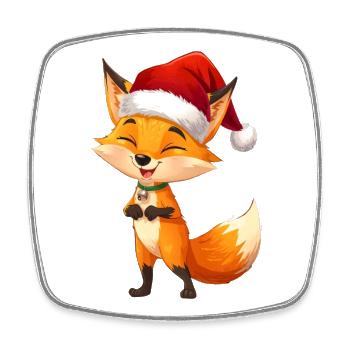 Fuchs mit Santa Hut - Viereckiger Kühlschrankmagnet - Weiß - Vorne