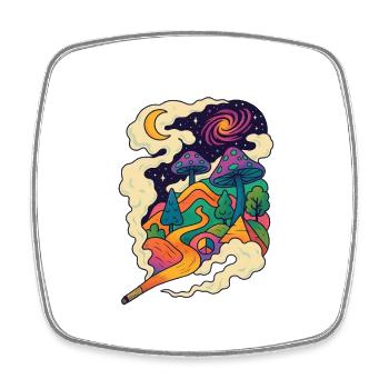 Psychedelische Pilzlandschaft Pfad - Viereckiger Kühlschrankmagnet - Weiß - Vorne