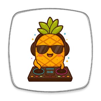 Pineapple DJ mit Sonnenbrille - Viereckiger Kühlschrankmagnet - Weiß - Vorne