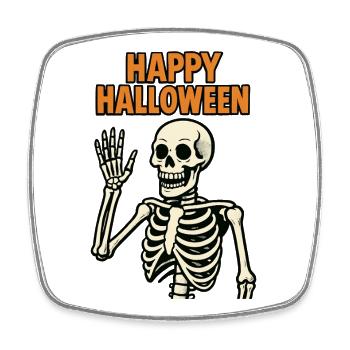 Happy Halloween - Skeleton - Square fridge magnet - white - Front