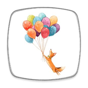 Flying fox with colorful balloons - Square fridge magnet - white - Front