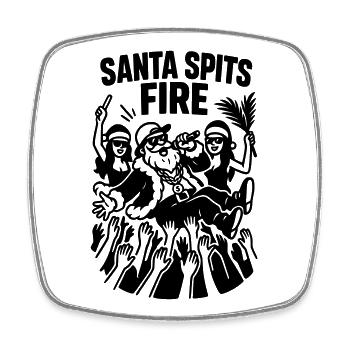 Santa Claus Weihnachtsmann Rap Lustig Spits Fire - Viereckiger Kühlschrankmagnet - Weiß - Vorne