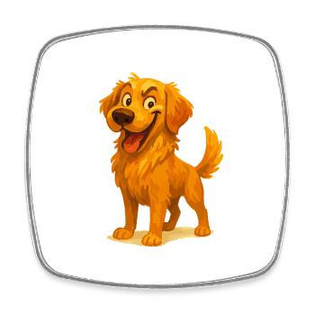 Dessin animé coquin Golden Retriever - Magnet carré - blanc - Devant