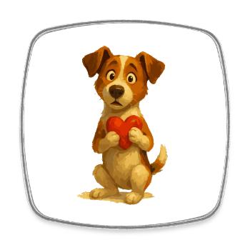 Jack Russell Terrier avec cœur - Magnet carré - blanc - Devant