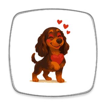 Cocker Spaniel amoureux - Magnet carré - blanc - Devant
