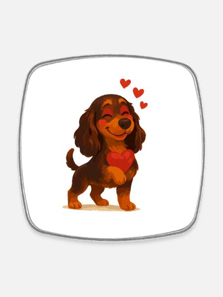 Cocker Spaniel amoureux - Magnet carré - blanc