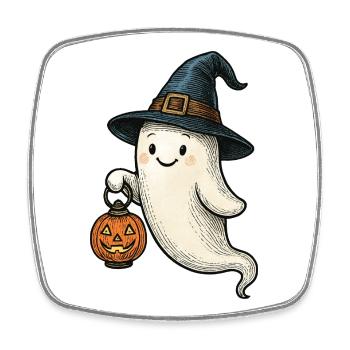 Cute Halloween Ghost for Kids - Square fridge magnet - white - Front