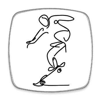Skateboarder Sketch - Square fridge magnet - white - Front
