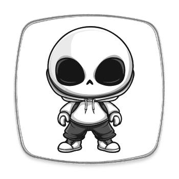 Zombie Halloween Skeleton Comic - Square fridge magnet - white - Front