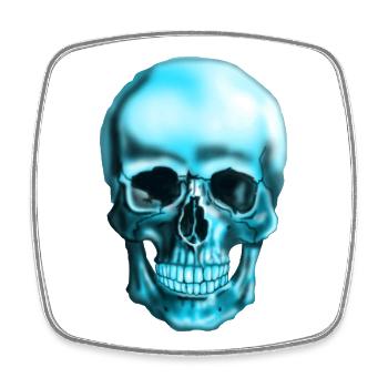 Blue skull neon print - Square fridge magnet - white - Front