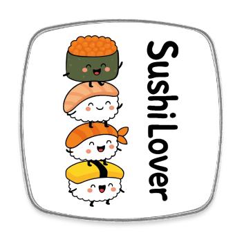 Sushi Lover – Turm der Niedlichkeit - Viereckiger Kühlschrankmagnet - Weiß - Vorne