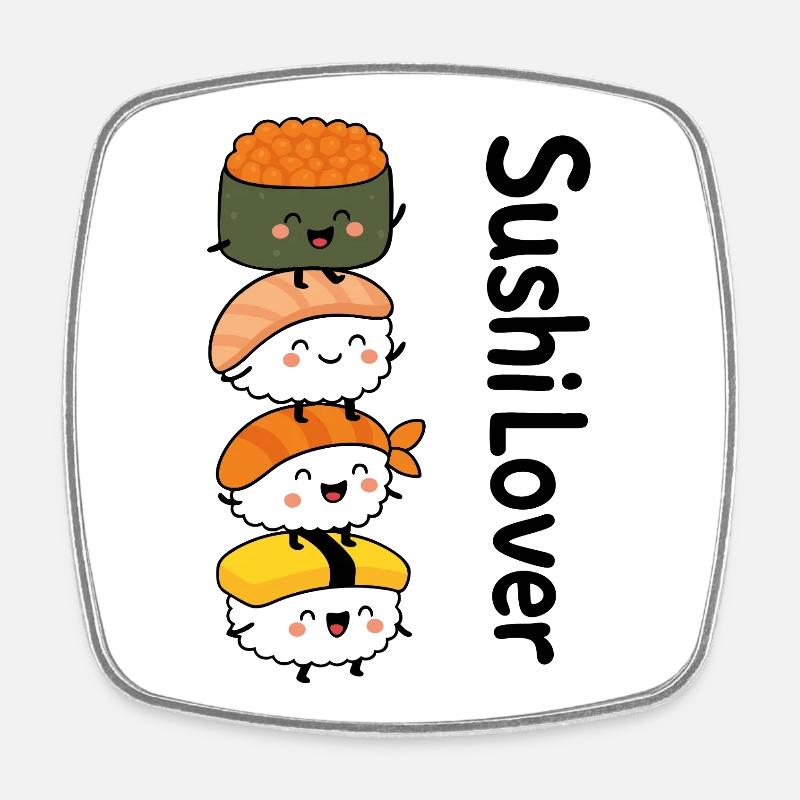 Sushi Lover – Tour de la mignonnerie - Magnet carré - blanc