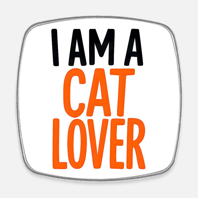 Neon Cat Lover - Square fridge magnet - white