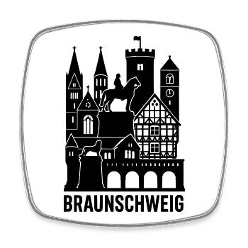 braunschweig silhouette - Viereckiger Kühlschrankmagnet - Weiß - Vorne