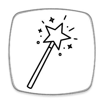 Minimalist Wand Star Magic Line Art - Square fridge magnet - white - Front