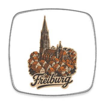 Freiburg Altstadt mit Handlettering - Viereckiger Kühlschrankmagnet - Weiß - Vorne