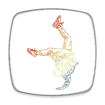 Vintage Breakdancer Zeichnung - Viereckiger Kühlschrankmagnet - Weiß - Vorne
