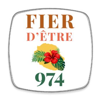 Fier d'être 974 Réunion - Magnet carré - blanc - Devant