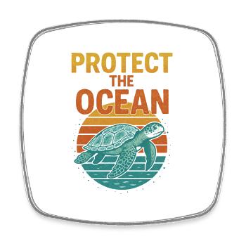 Protect the Sea Turtle - Square fridge magnet - white - Front