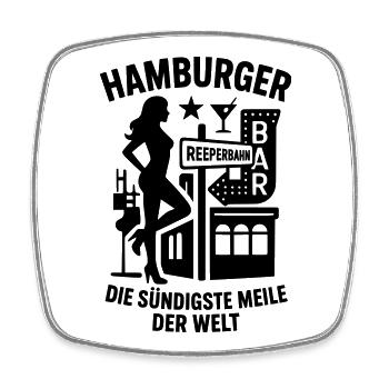 Hamburg Reeperbahn - Square fridge magnet - white - Front