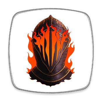 Flaming Knight Helmet - Square fridge magnet - white - Front