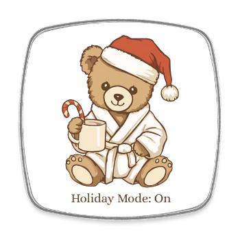 Vintage Teddy Holiday Mode On Weihnachten - Viereckiger Kühlschrankmagnet - Weiß - Vorne