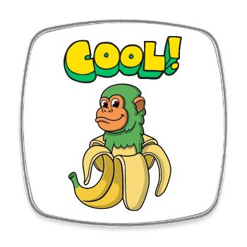 Affe in Banane in Farben - Viereckiger Kühlschrankmagnet - Weiß - Vorne