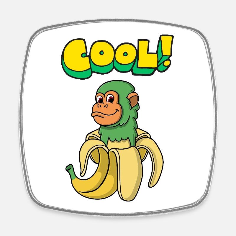 Monkey in Banana in Colors - Square fridge magnet - white