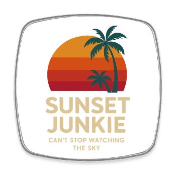 Sunset Junkie – Tropisches Sunset Lover Shirt - Viereckiger Kühlschrankmagnet - Weiß - Vorne