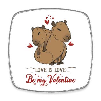 Motif d’amour avec deux bébés capybara - Magnet carré - blanc - Devant