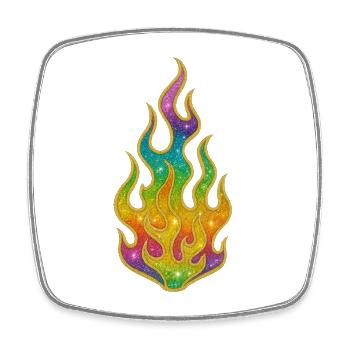 Rainbow Flames Glitter - Square fridge magnet - white - Front