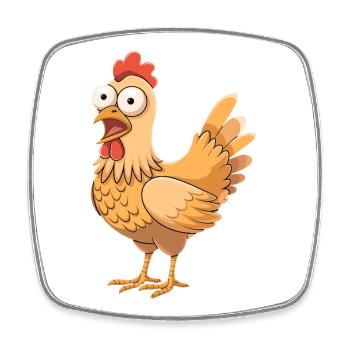 Drôle de poulet dessin animé Ferme Humour - Magnet carré - blanc - Devant