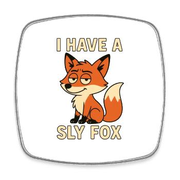 Schlauer Fuchs Cartoon, Sly Fox – Lustiger frecher - Viereckiger Kühlschrankmagnet - Weiß - Vorne