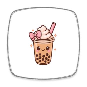 Süßer Boba mit Schleife, Bubble Tea Girl  - Viereckiger Kühlschrankmagnet - Weiß - Vorne