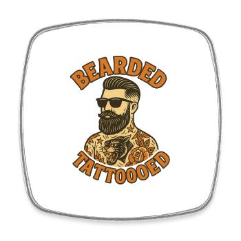 Bearded and Tattooed - Viereckiger Kühlschrankmagnet - Weiß - Vorne