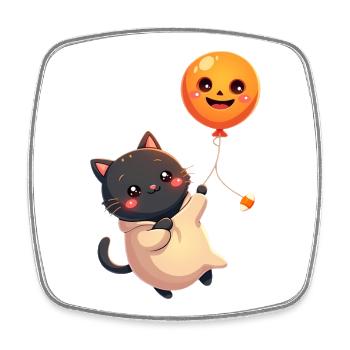 Halloween Katze mit Halloween Kürbis - Viereckiger Kühlschrankmagnet - Weiß - Vorne
