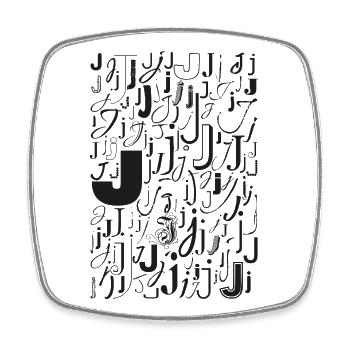 Typo J – Conception de lettres pour les amateurs de polices de caractères - Magnet carré - blanc - Devant