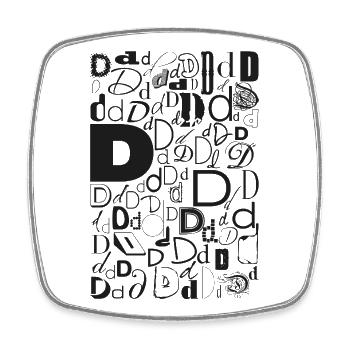 Typo D - Conception de lettres pour les amateurs de polices de caractères - Magnet carré - blanc - Devant